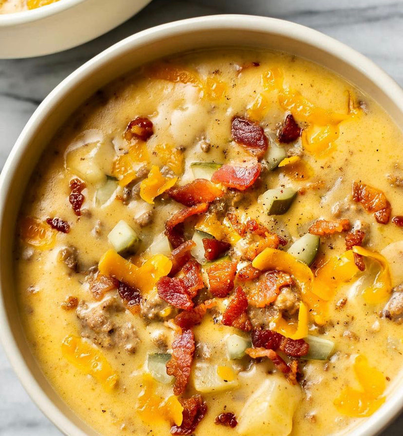 Cheeseburger Soup with Ground Beef - Bootheel 7 Ranch